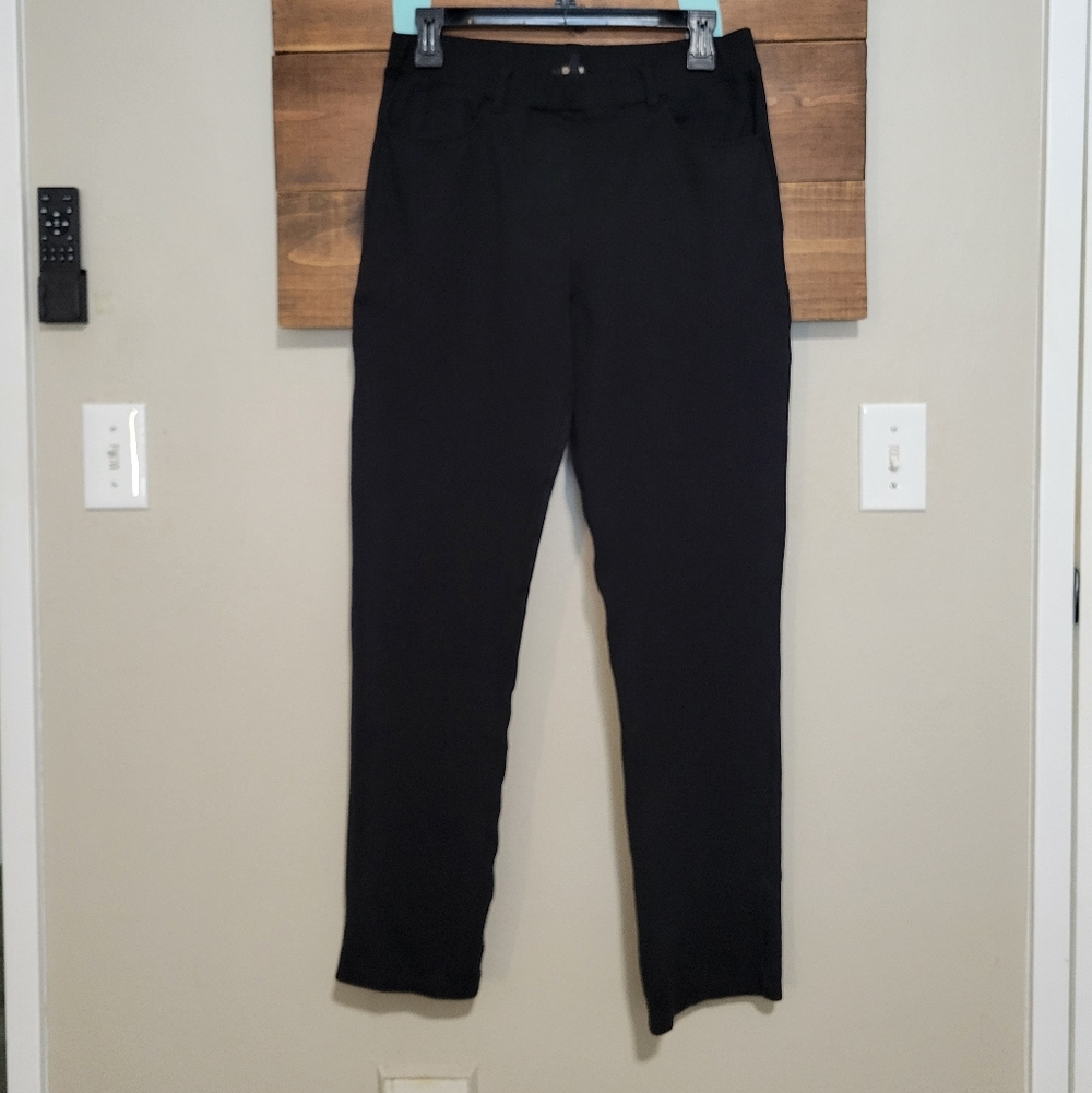 Quince Black Ultra Strech Ponte Straight Leg 4 Pcoket Business Casual Pants M